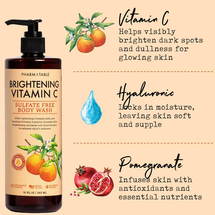 Kira Labs - Wholesale Body Wash/Shower Gel - Pharm to Table Brightening Vitamin C Body Wash Sulfate-Free
