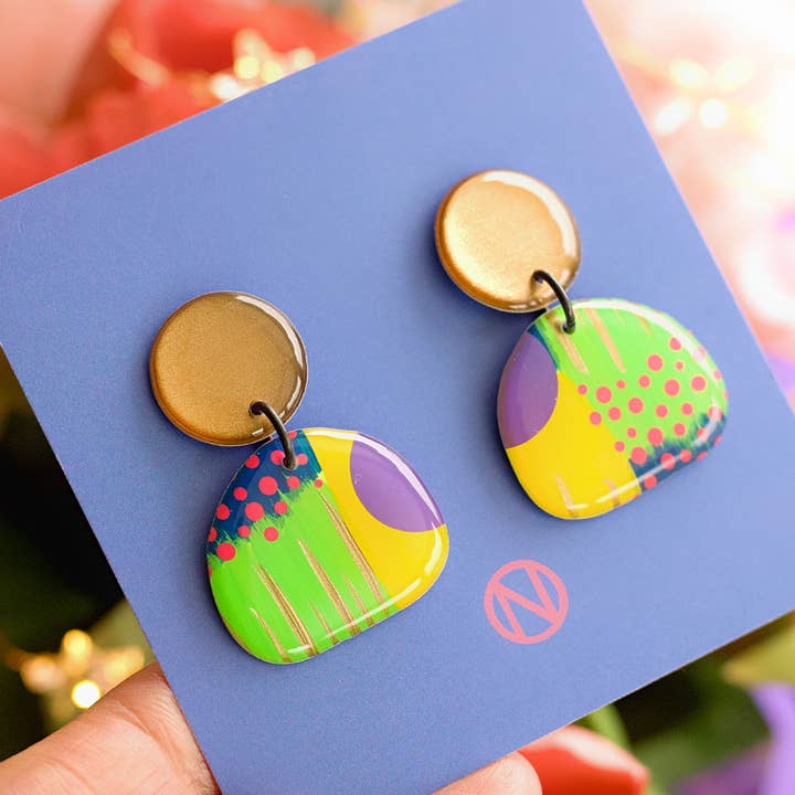 Polka Abstract Statement Earrings - Handmade to Order for wholesale by Naoi