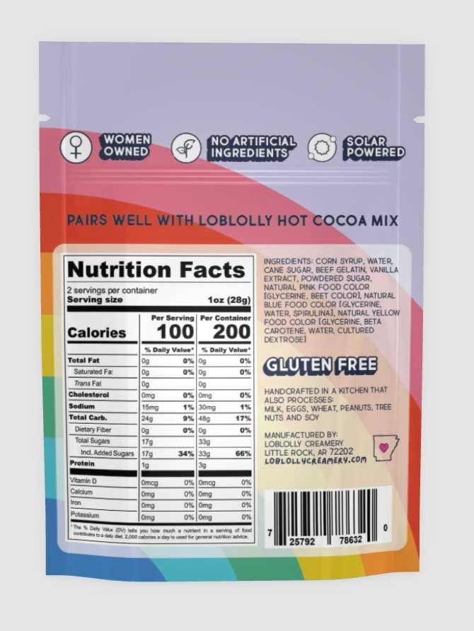 Loblolly Creamery - Wholesale Marshmallow - Marshmallow Bags: Mini Rainbow1