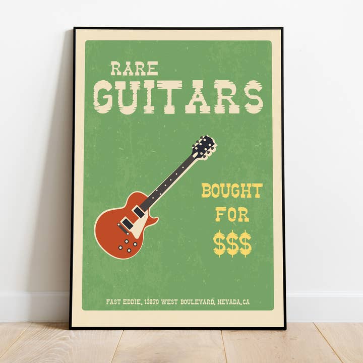 Impression de musique vintage pour guitare, illustration d'un guitariste ou d'un musicien pour la vente par Jaffa Orange