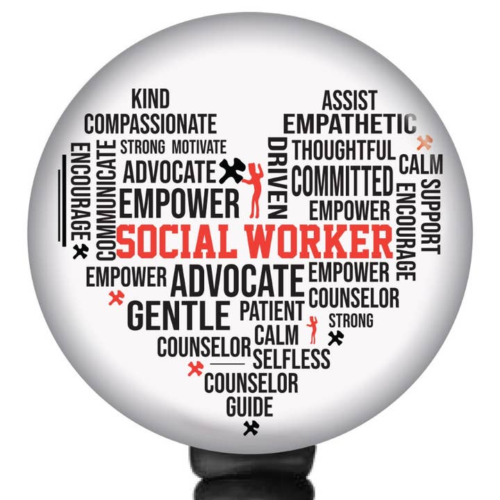 Bella Badge Designs - Wholesale Badge Accessory - Unisex - Social Worker Badge Reel - Gift for Social Workers - ID Clip