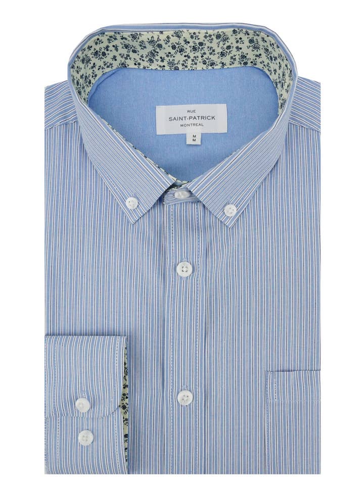 Francoeur Randig Poplinskjorta i Ljusblått och Vitt för wholesale av Rue Saint-Patrick