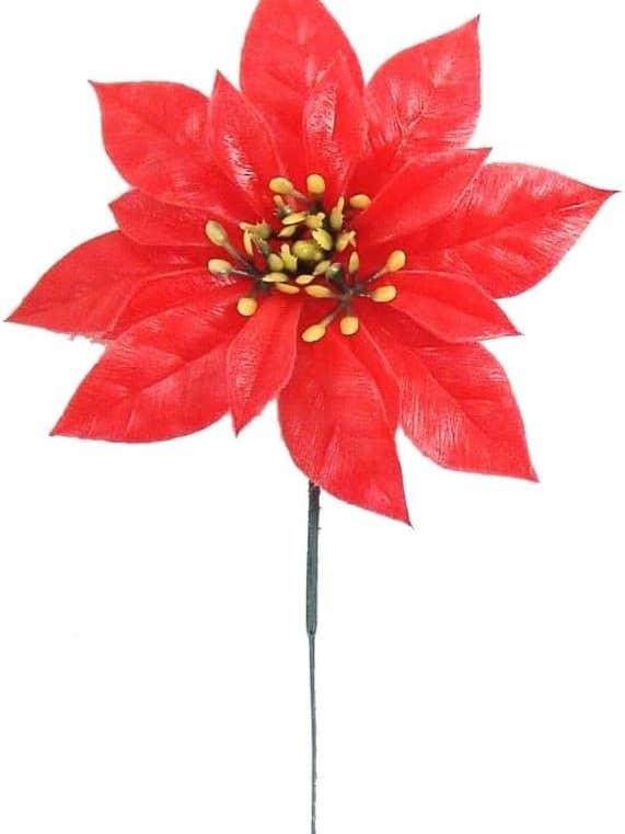 Conjunto de 4 Cabeças de Poinsétia Vermelhas Vibrantes de 18 cm - Decoração de Natal por atacado de Larksilk