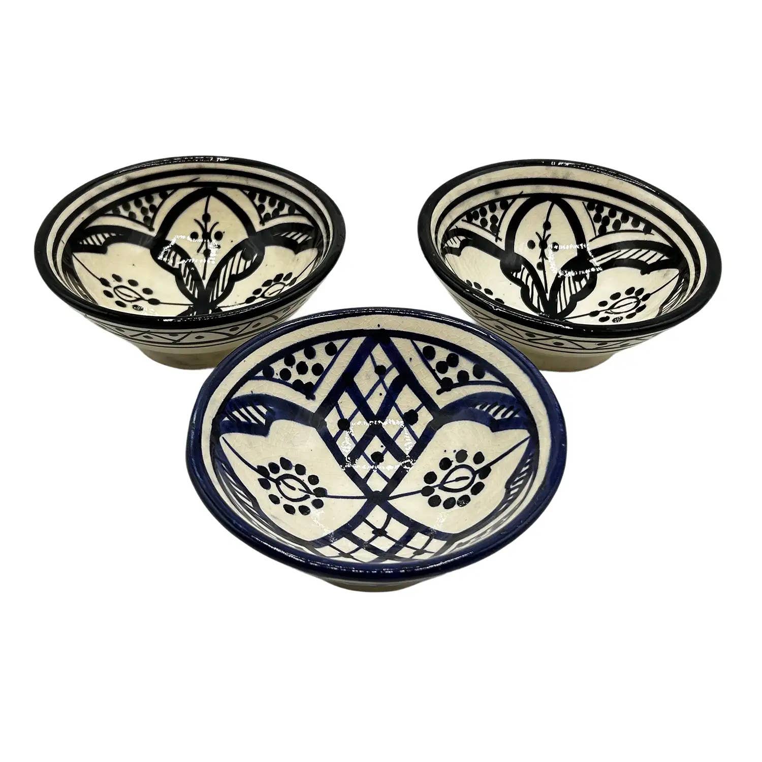 Etnico del Mondo – wholesale Decorative plate/dish/bowl – Set of 3 Hand-Painted Moroccan Ceramic Bowls #192