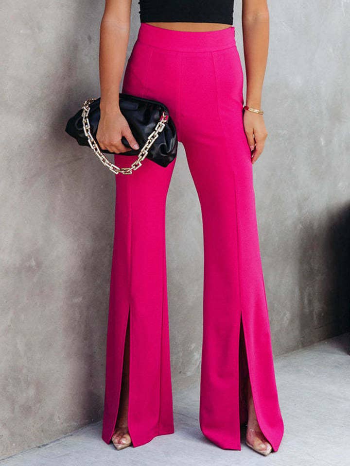 HIDDENBRAND - Wholesale Pants - Women's - Slim thin flared trousers slit pant9