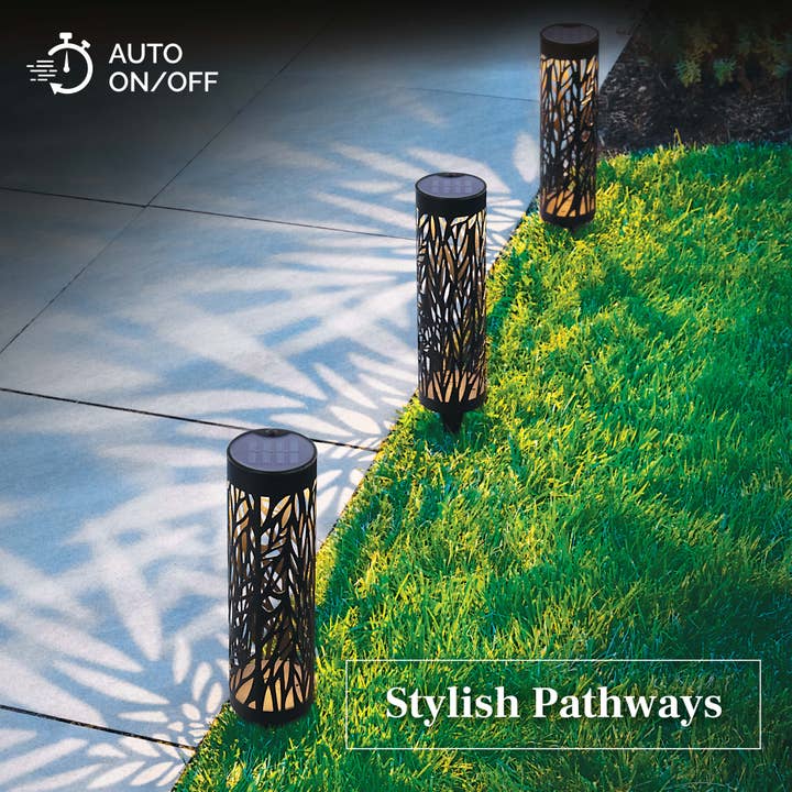 Gotham Steel/Granitestone - Wholesale Outdoor/lawn light - 4 -Pack Bollard Solar LED Outdoor Pathway Lights1