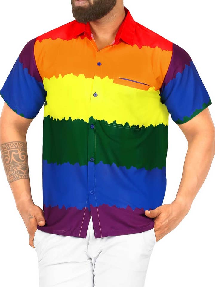Camisa hawaiana Pride para hombre para venta al por mayor de Happy Bay / La Leela