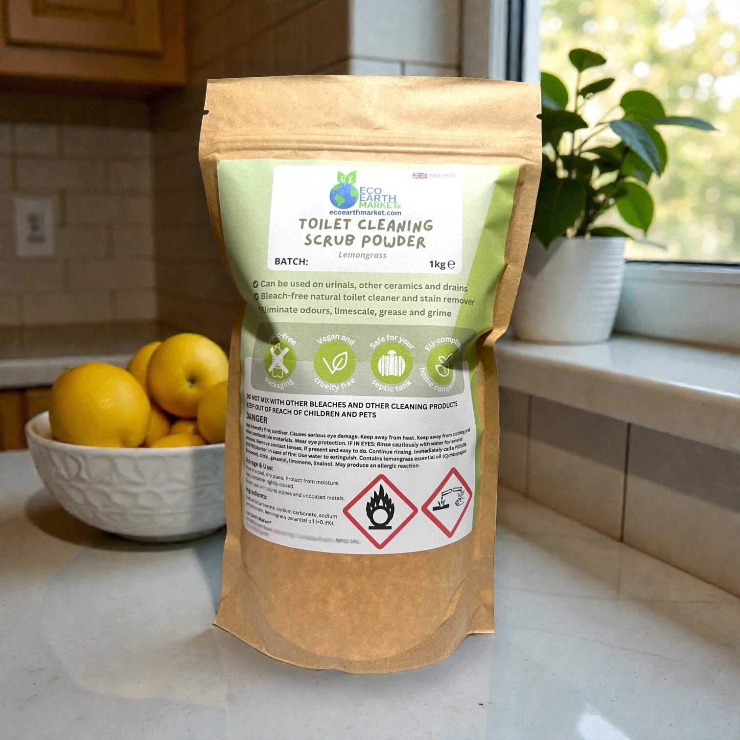 Eco Earth Market - Wholesale Toilet Cleaner - Lemongrass Toilet Cleaning Scrub Powder 1kg5