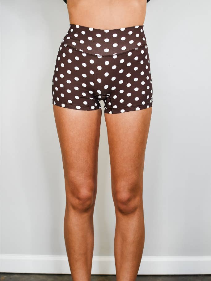TooLooLah - Wholesale Athletic Shorts - Women's - Pivot Polka Dot Biker Shorts - Brown3