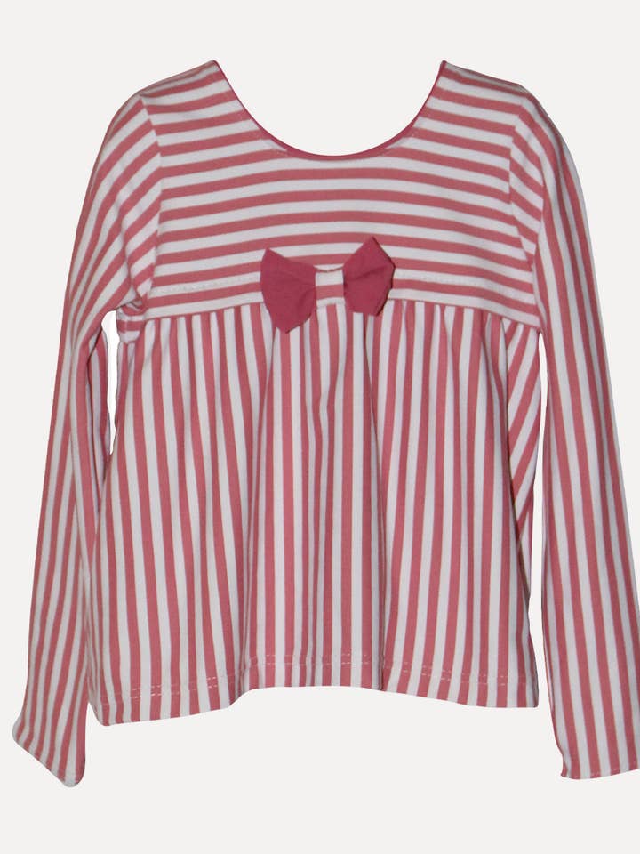 T-shirt rayé rouge à manches longues pour fille pour la vente par Al Agua Patos