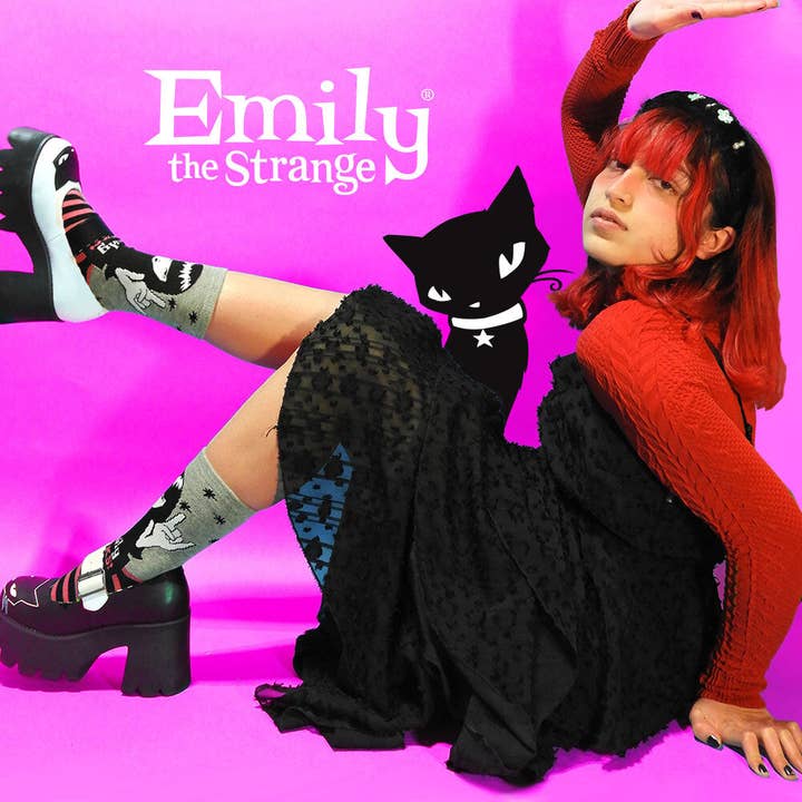 Emily the Strange Girl's Fun Colorful Patterns Fashion Crew Socks - 6 Pair (Adult Size) for wholesale by DoodleUS Inc