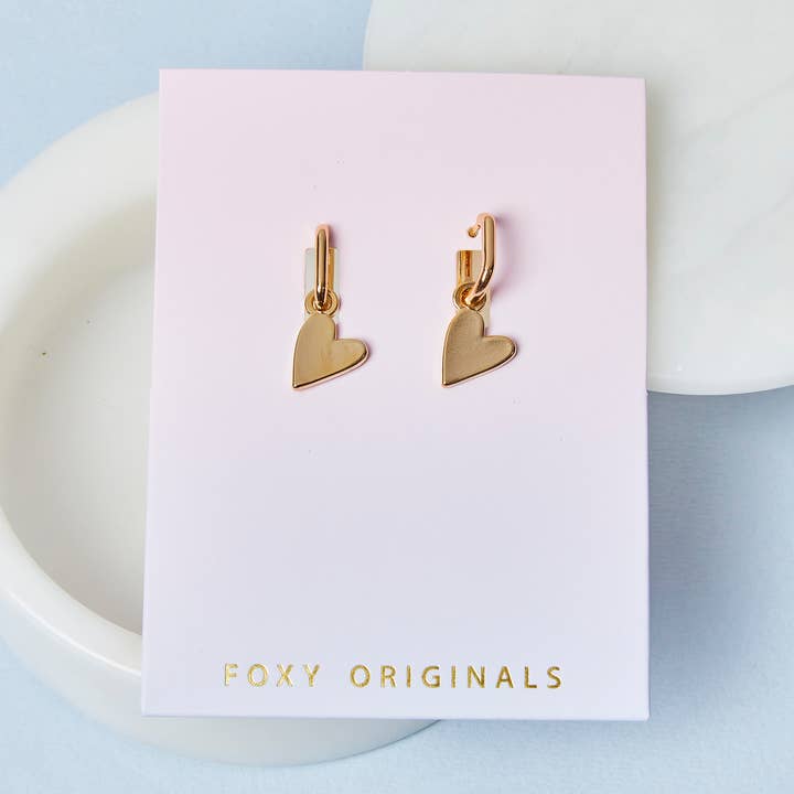 Rosie Huggie Hoop Heart Earrings | Christmas 2025 for wholesale by Foxy Originals
