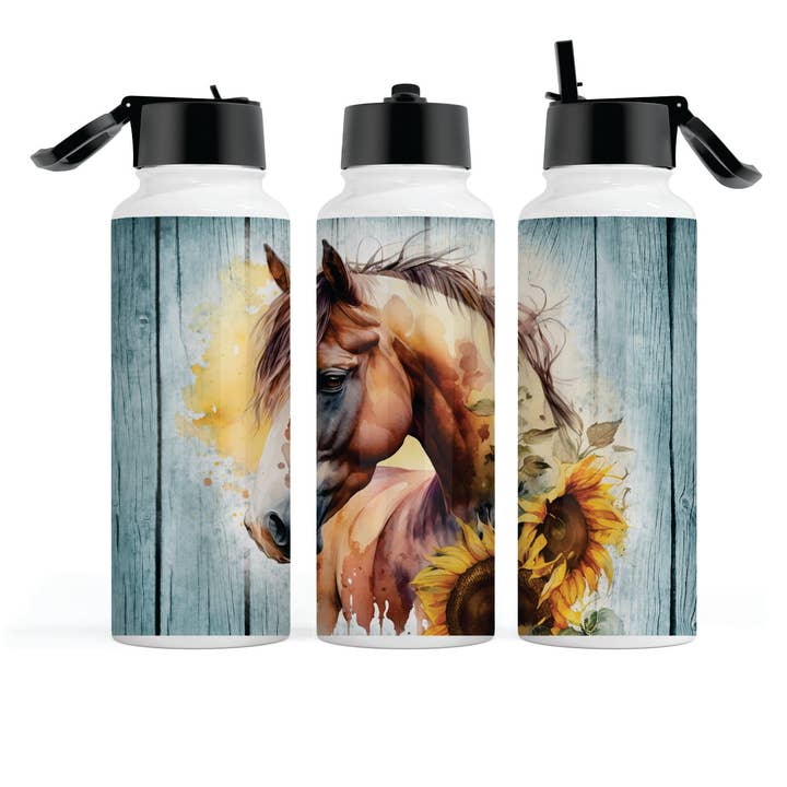 Bouteille d'eau 18 oz - Horse and Sunflowers pour la vente par Dusty & Delilah Designs