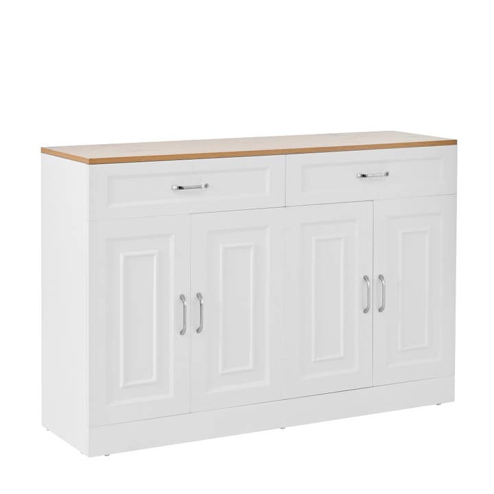 Urban Meuble - Wholesale Cabinet - Wood and white effect sideboard with 4 doors and 2 drawers 120*35cm OPALPHYT1