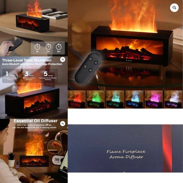 St. Louis Wholesale LLC - Wholesale Electronic Diffuser - Flame Fireplace Aroma Diffuser - #PR060 - USB Charging - LED0