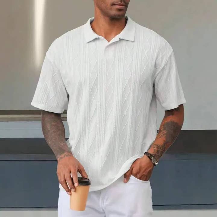 Men's Polyester Casual Simple Style Geometric Solid Color Half Sleeve Men's T-shirt for wholesale by Aromatized Collection