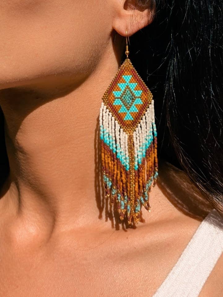 Earrings handmade with Miyuki beads - VALPARAÍSO for wholesale by Agua del Río