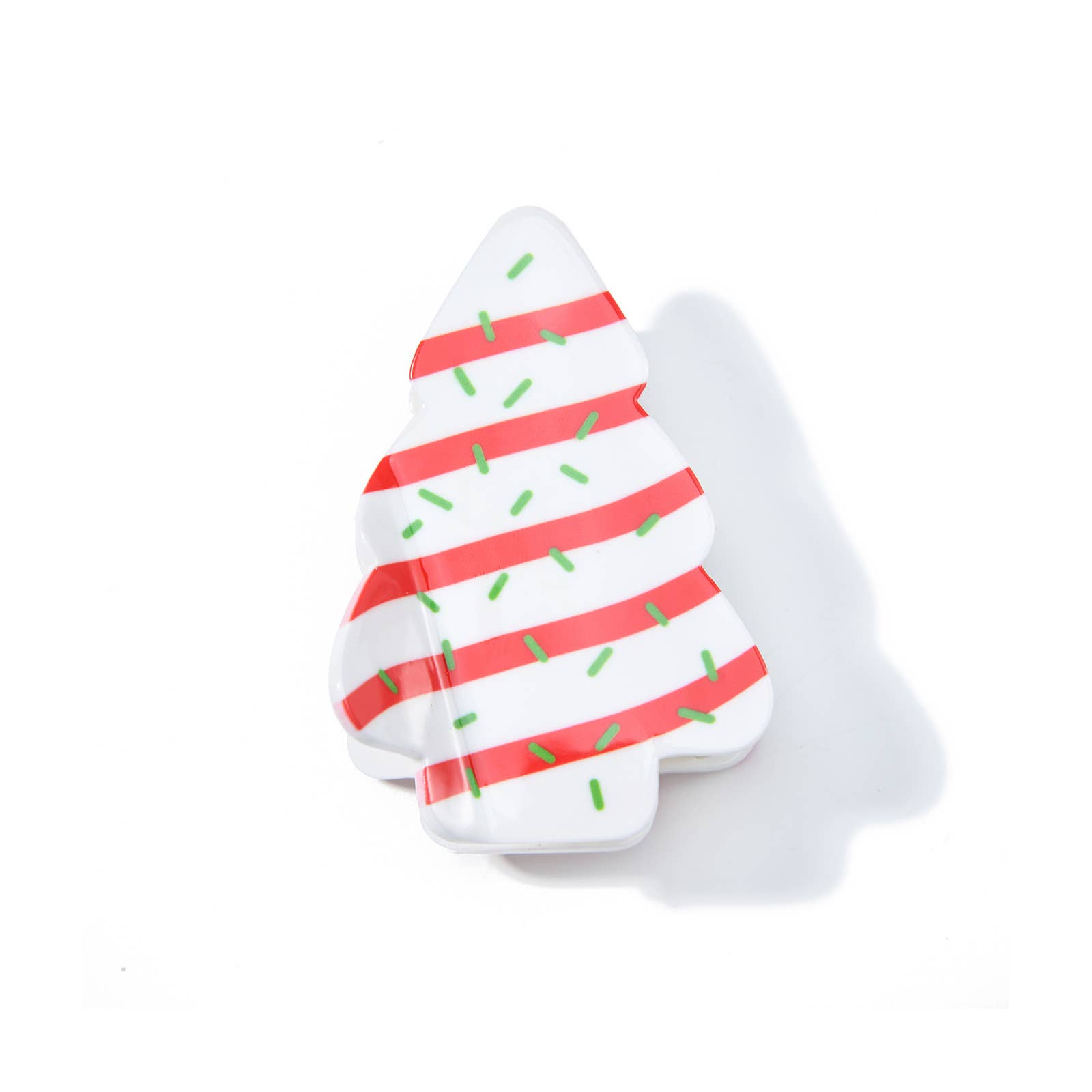 SoapElenGlen - Wholesale Hair Clip - Women's - Festive Red Striped Design Christmas Tree Hair Claw Clip0