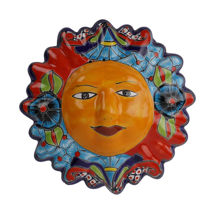 My Amigos Imports - Wholesale Wall Accent - Talavera Colorful Ceramic Wall Garden Sun-12x12x3 inches0