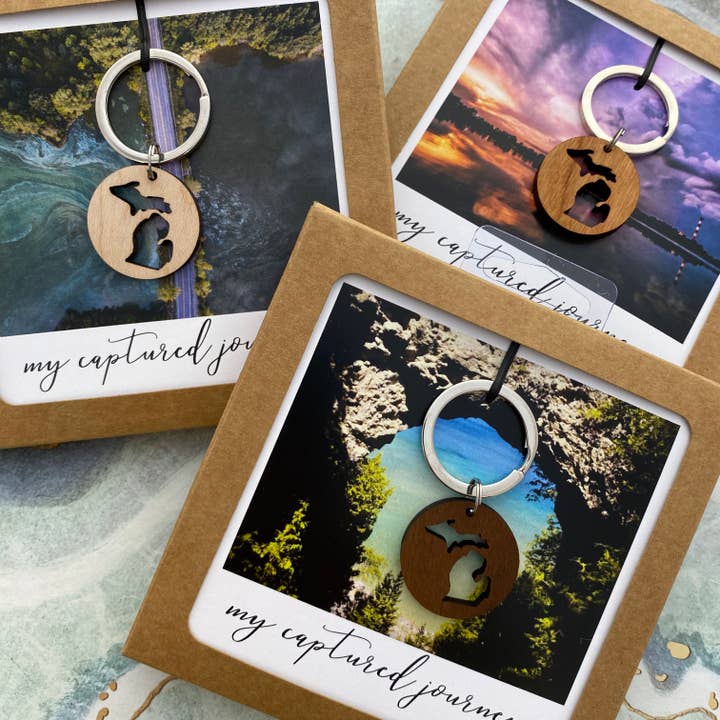 My Captured Journey - Wholesale Keychain - Unisex - Hardwood Michigan Cutout Keychain6