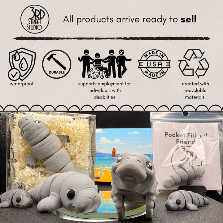Manatee - Fidget Friend for wholesale by Third St. Studio