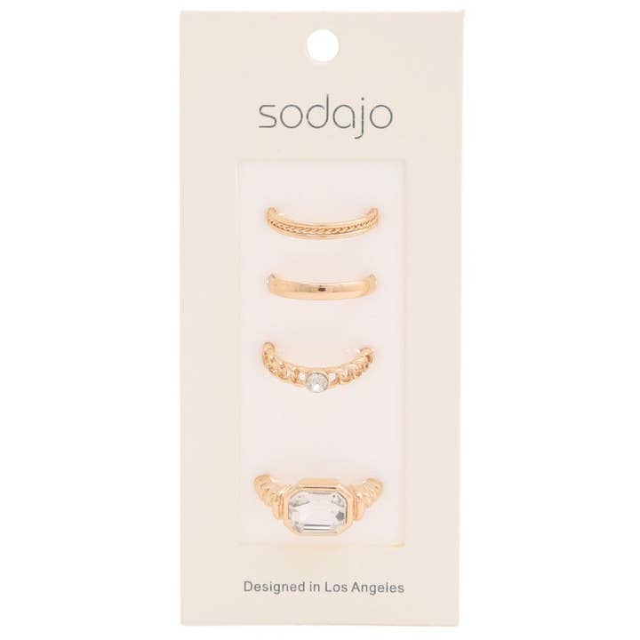 JOIA ACCESSORIES - Wholesale Band/Stacked Ring - 2201131 SODAJO METAL ASSORTED RING SET