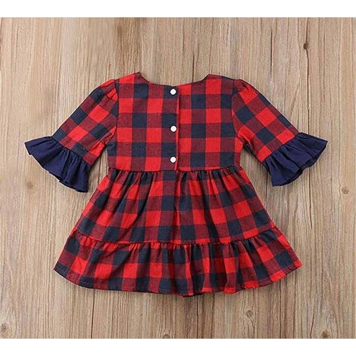 Fennco Styles - Wholesale Dress - Kids - Red-Navy Buffalo Plaid Girl Dress2