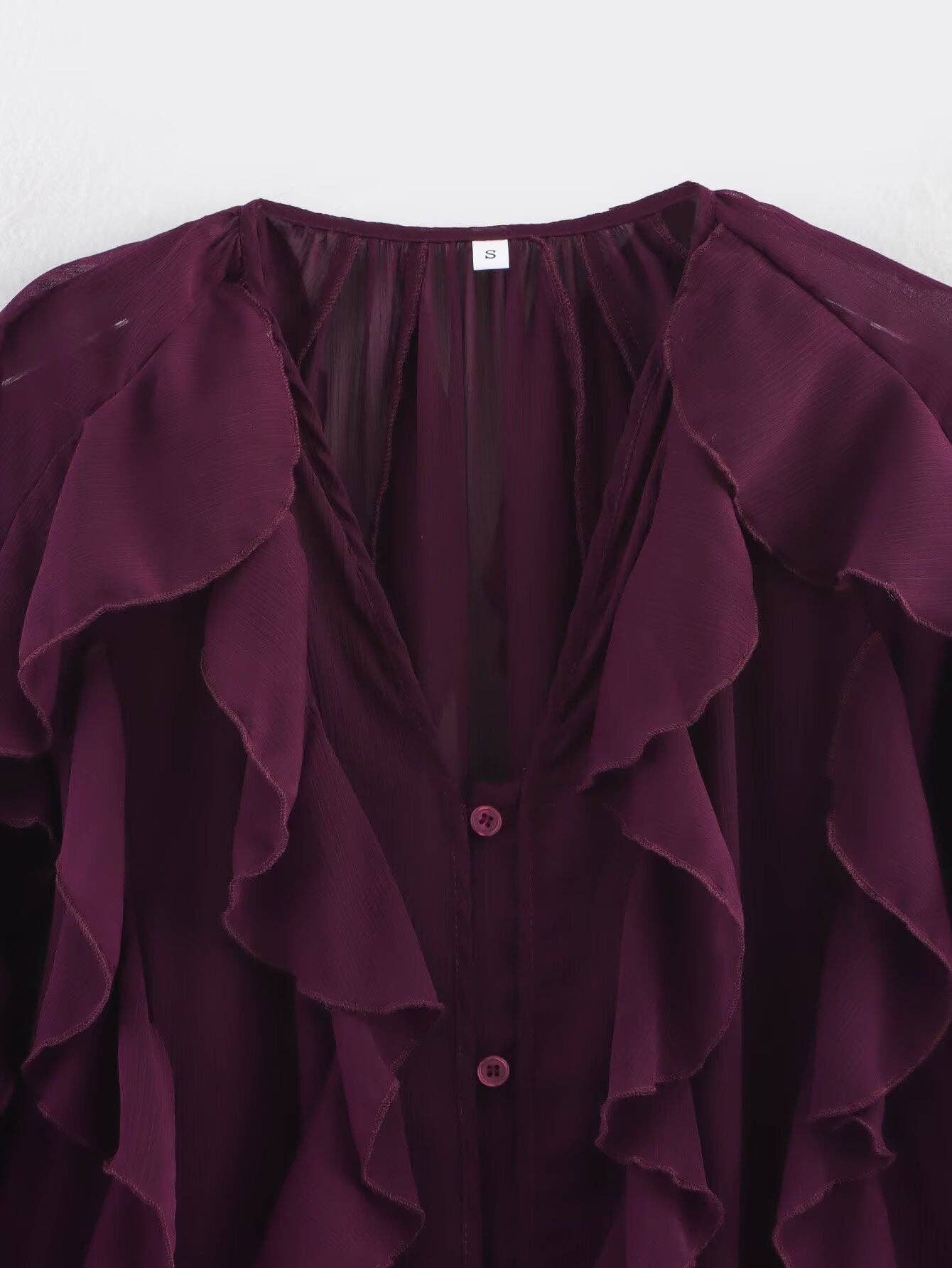 Marayn - Wholesale Blouse - Women's - Chic 2025 European Vneck Ruffled Layered Blouse B888278