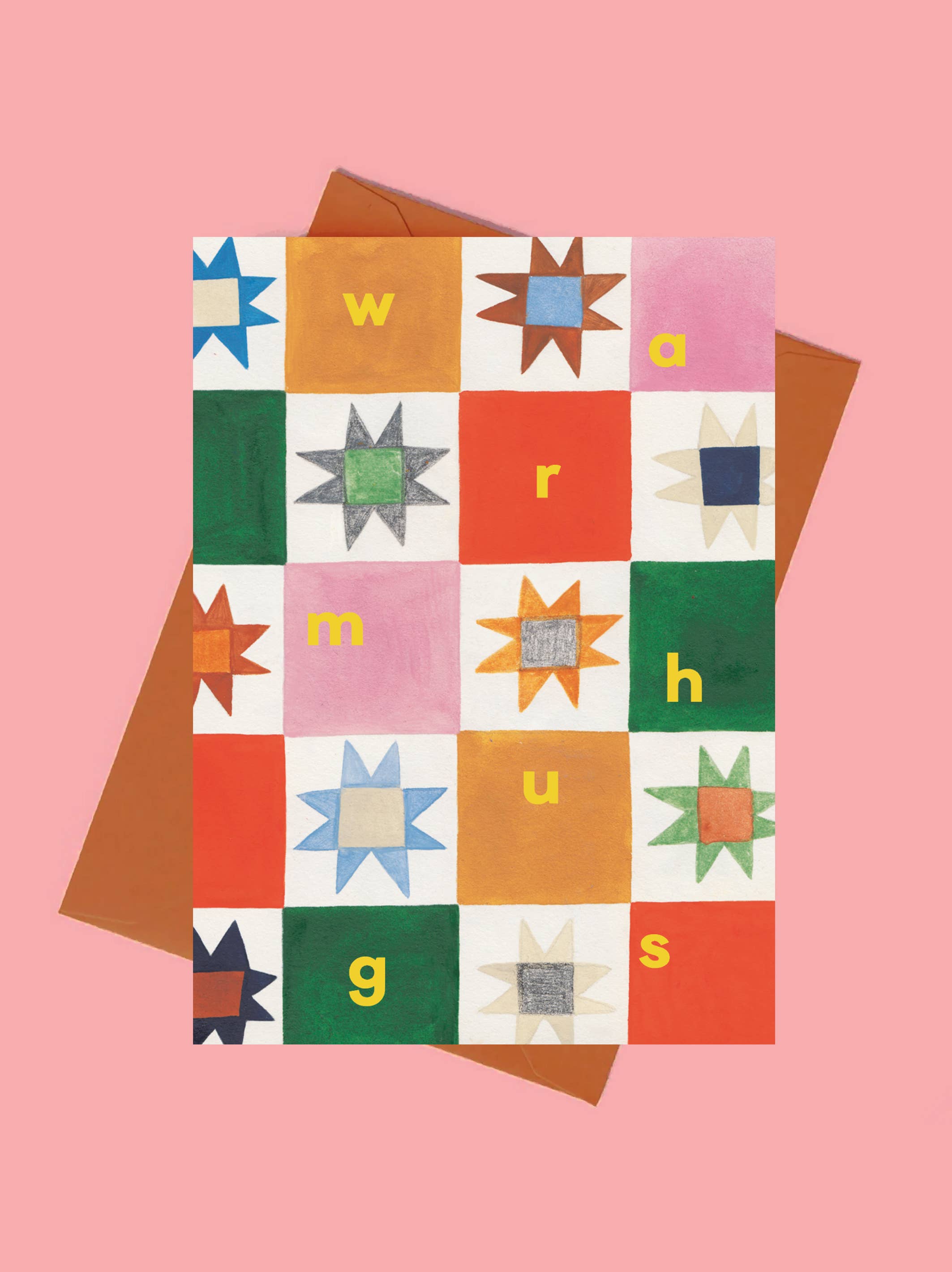 Daria Solak Illustrations - Wholesale Everyday Greeting Card - WARM HUGS PATTERN gold foil card2