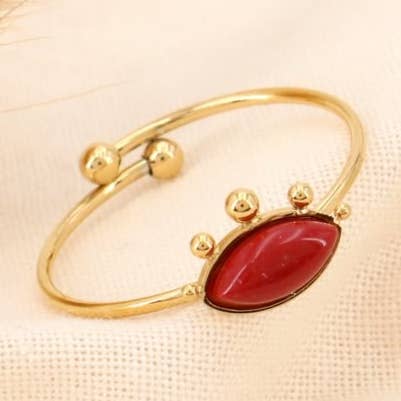 Eye protector ring genuine stone gold steel 0423527 for wholesale by Lilas de Seine