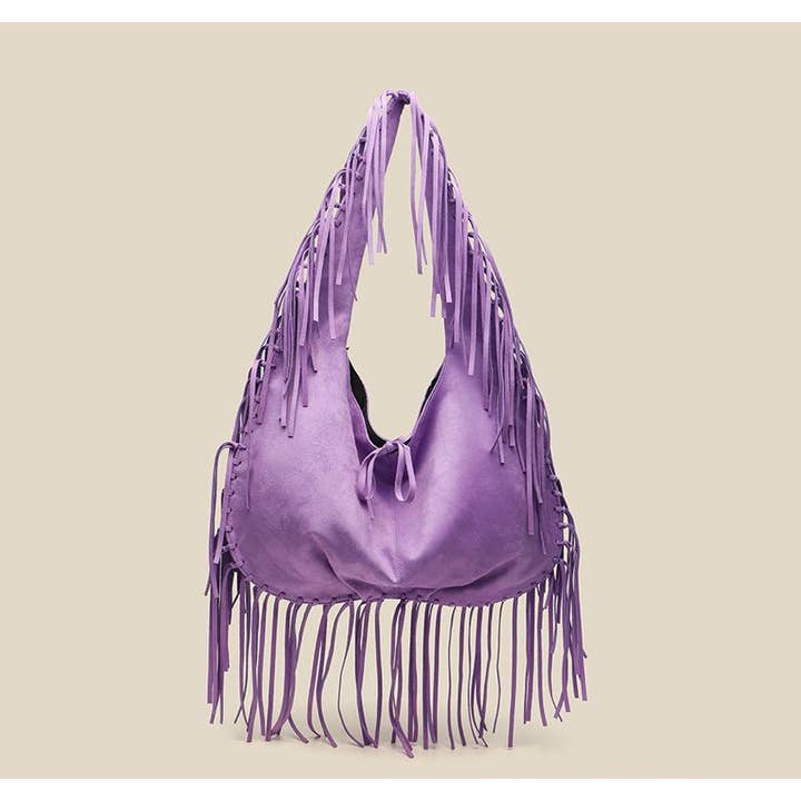 Tourtiwi - Wholesale Shoulder Bag - Women's - Vintage Fringed Suede Shoulder Bag4