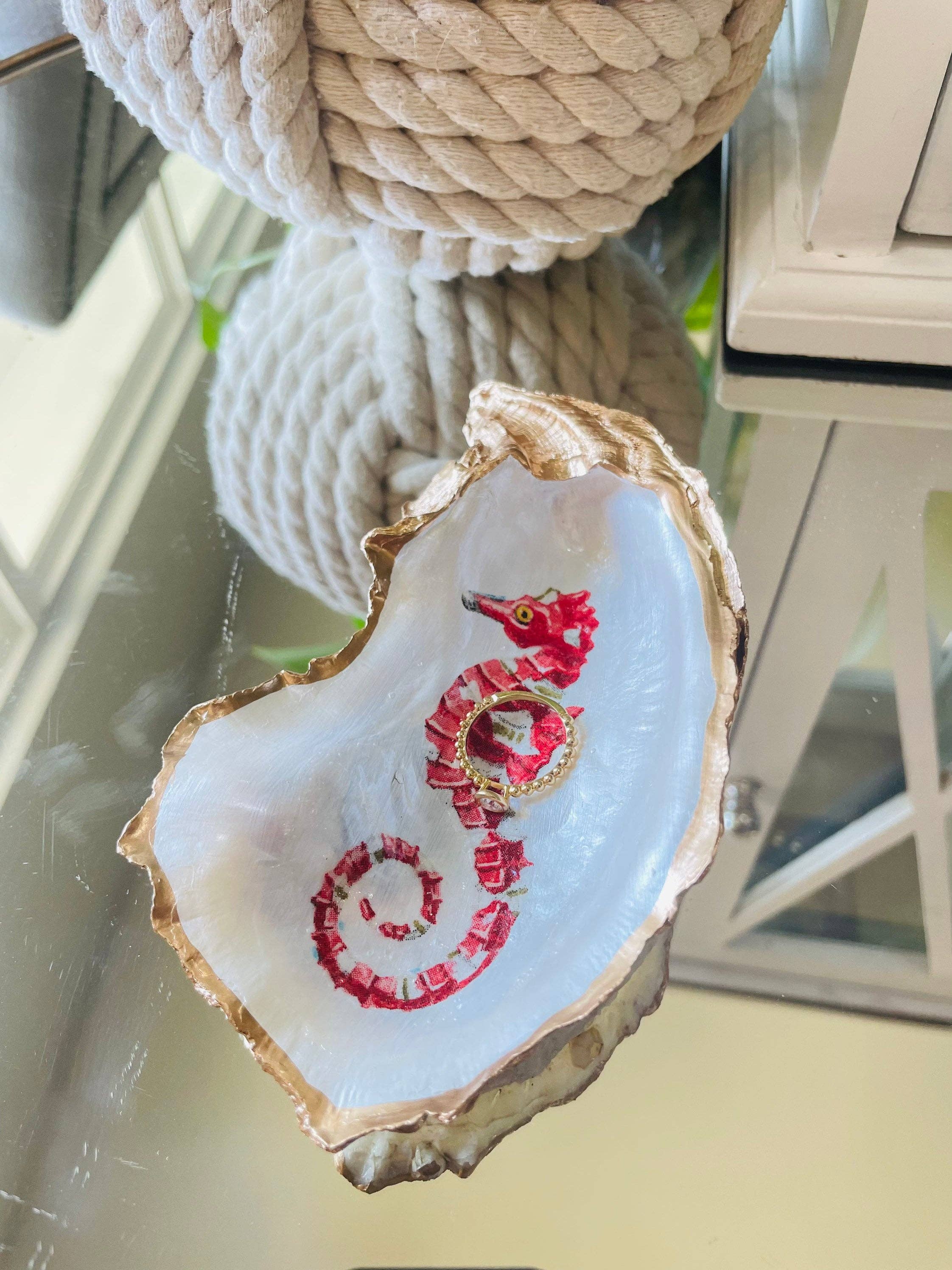 Shells by Shea - Wholesale Jewelry Dish - Oyster Shell trinket Dish, Seahorse Oyster Trinket Dish2