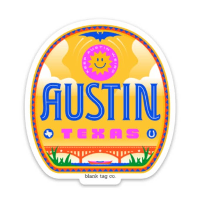 Autocollant imperméable Blank Tag Co.® - Insigne de la ville d'Austin pour la vente par Blank Tag Co. - Waterproof Stickers