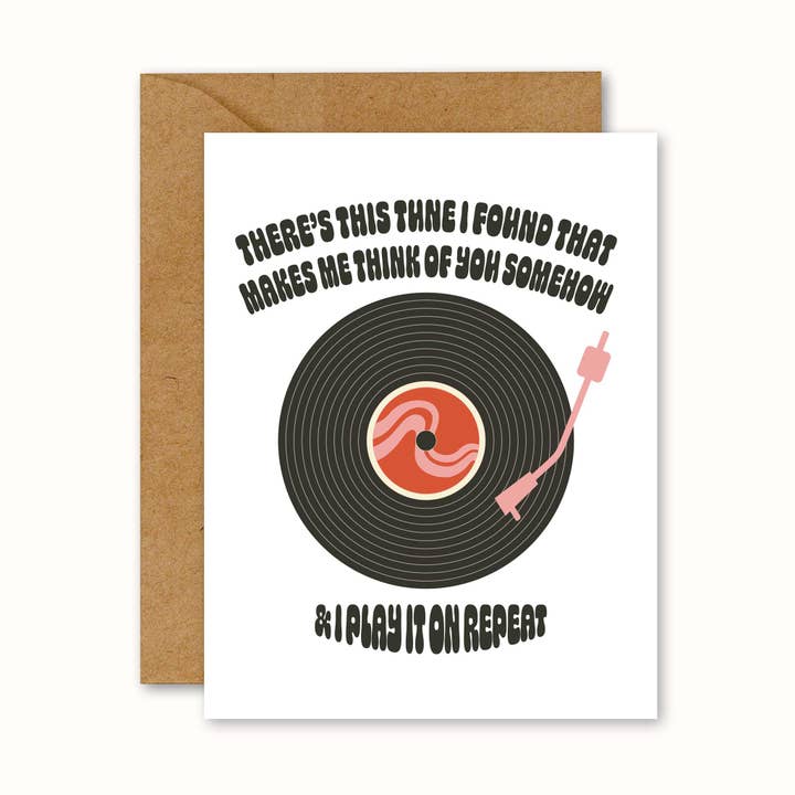 I Play It On Repeat Record Player Card | Love Valentines Day for wholesale by No Yeah For Sure