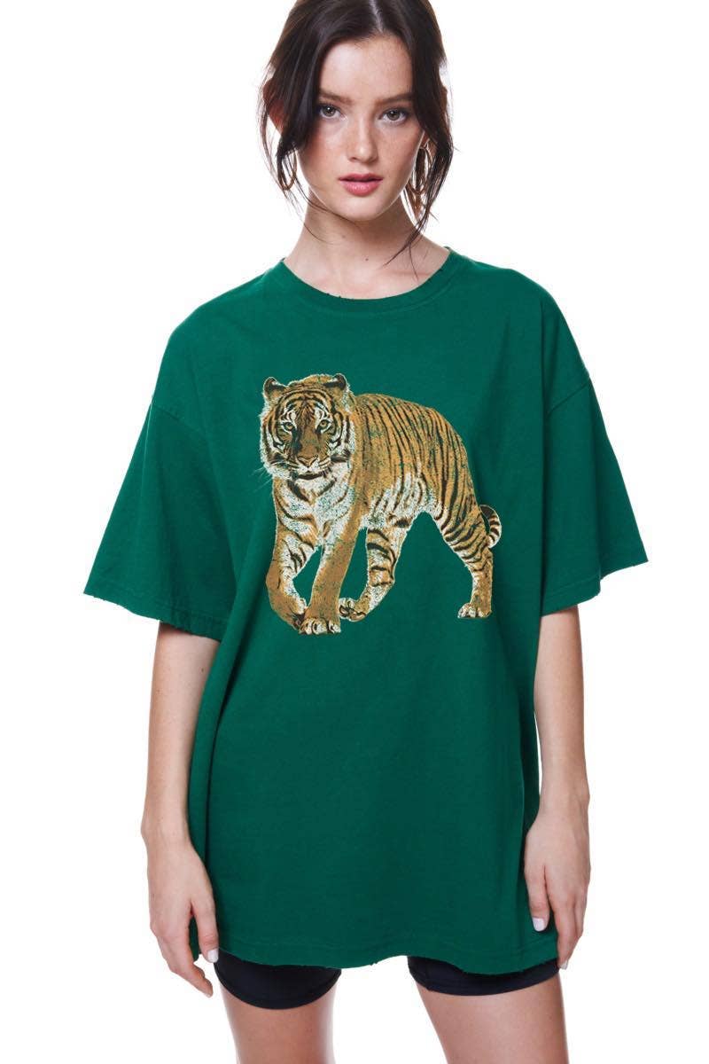 Foryeri - Wholesale Screen Printed T-Shirt - Women's - Vintage Tiger Oversized Graphic Top1