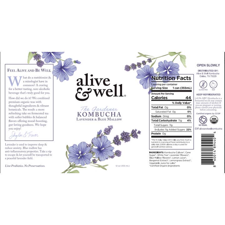 Alive & Well Kombucha - Wholesale Kombucha - Lavender & Blue Mallow - Alive & Well Kombucha Organic6