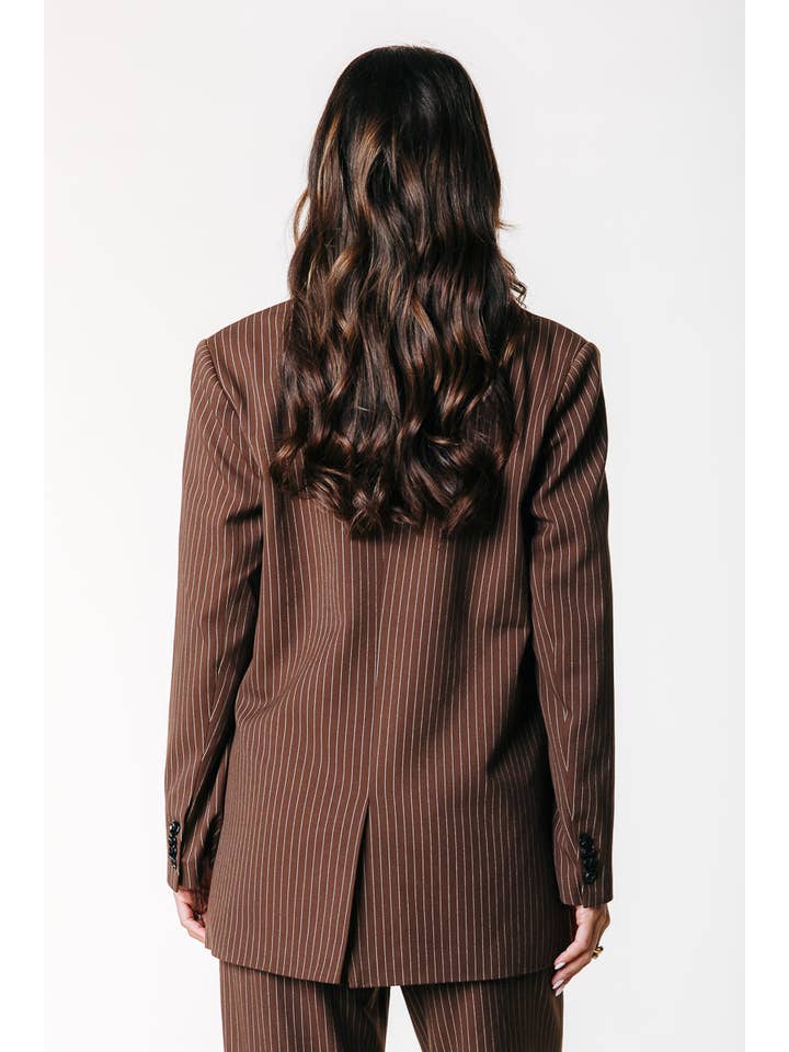 Jesra Pinstripe Blazer | Brown for wholesale on Faire3