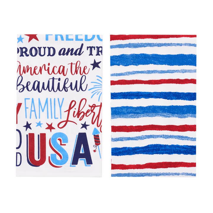 C&F Home - Wholesale Tea Towel - SALE Patriotic Striped 4th Of July Kitchen Towel Set 2