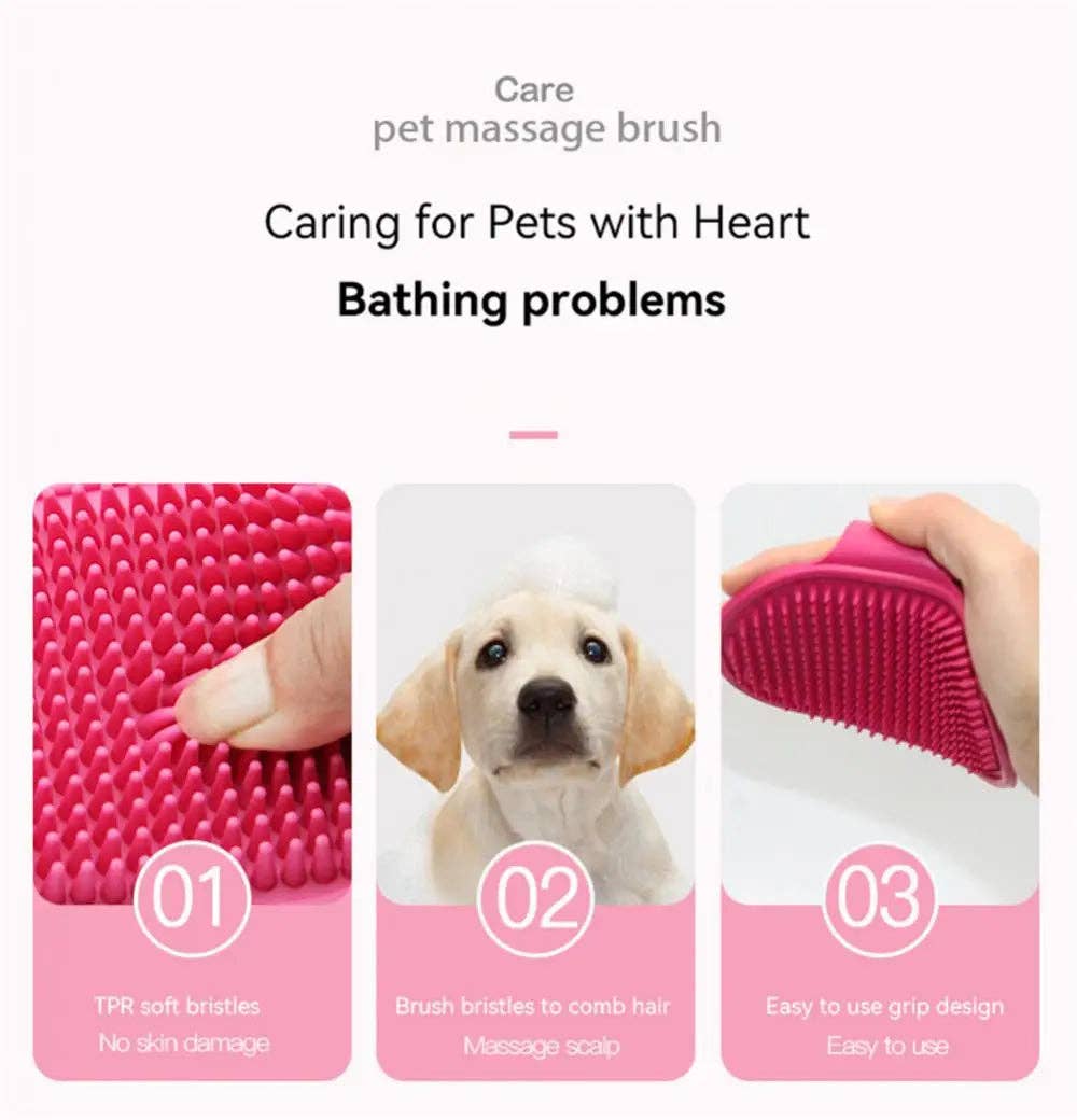 Assorted Soft Rubber Pet Bath Brush - Silicone Comb, Hair Remover for wholesale on Faire1