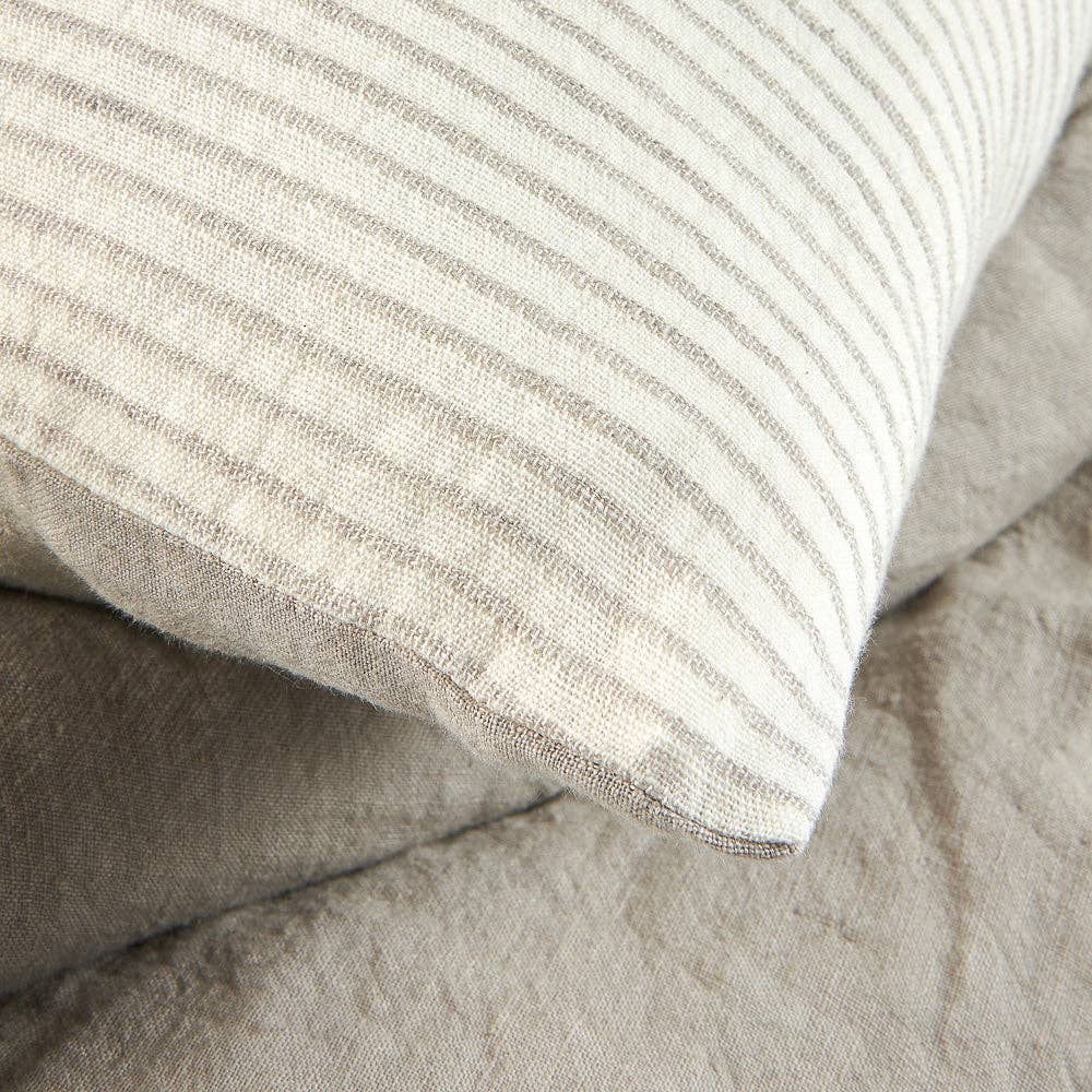 Marina Reversible Pillowcase Set- Off White w' Silver Stripe for wholesale on Faire2