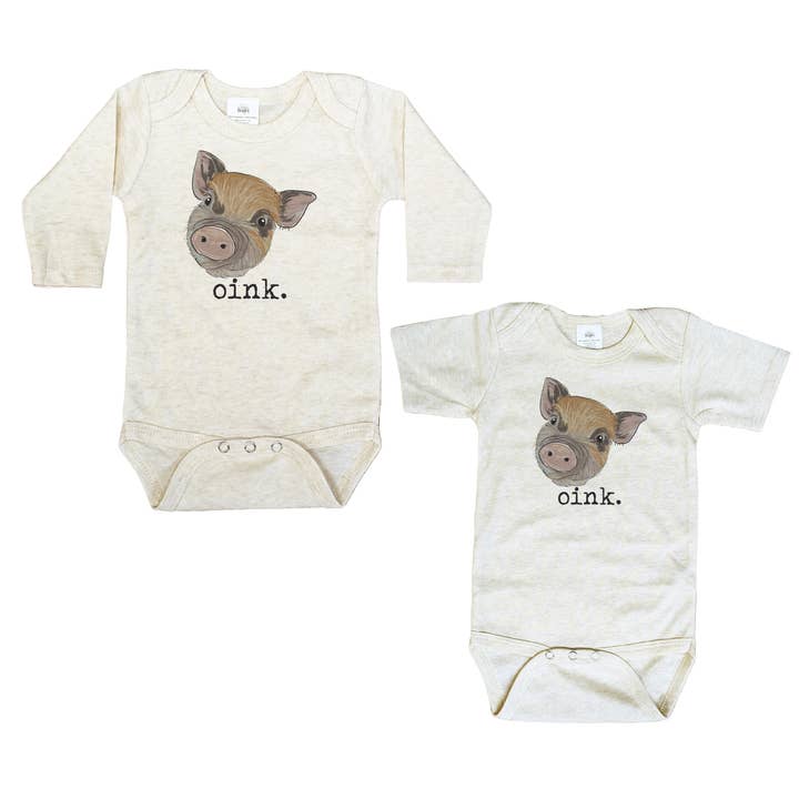 Barefoot Baby - Wholesale Bodysuit (Non-Footed) - Baby - "Oink" Pig Country Baby Boy Clothing Newborn Western Girl