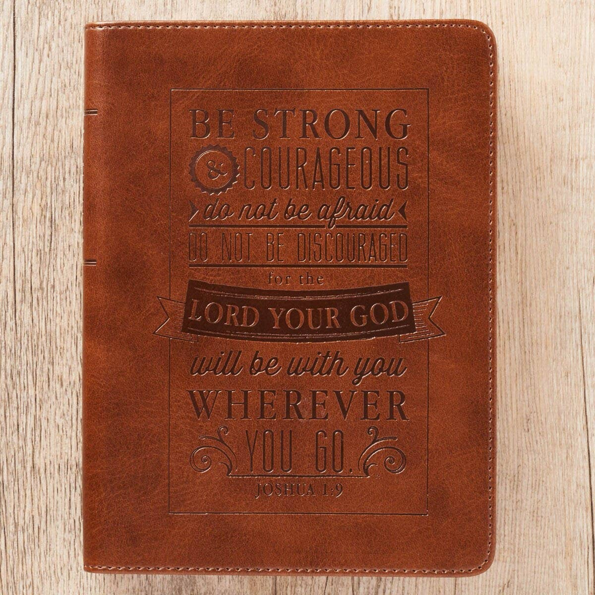 Christian Art Gifts - Wholesale Journal/Diary - Journal Handy Brown Strong & Courageous Josh. 1:93