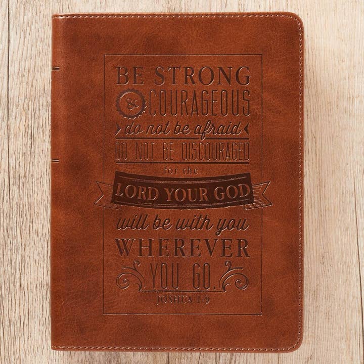 Christian Art Gifts - Wholesale Journal/Diary - Journal Handy Brown Strong & Courageous Josh. 1:93