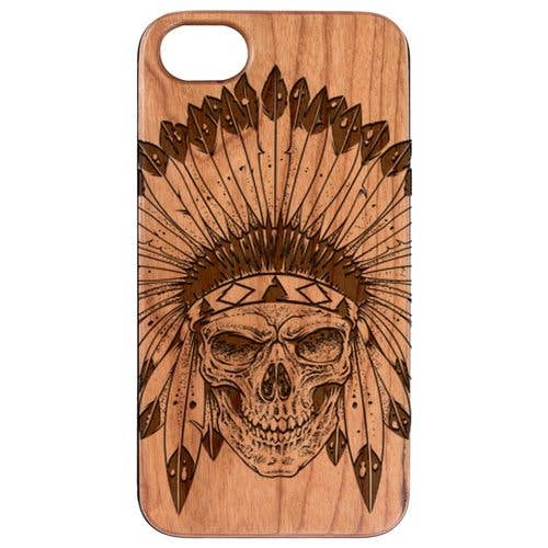 Cherry Wood Phone Case - Indian Skull 2 Engraved for wholesale by OTTO CASE