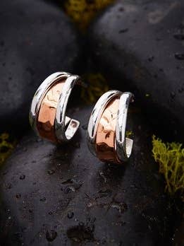Sterling Silver Two-tone Hoop Earrings for wholesale by Moda Designs