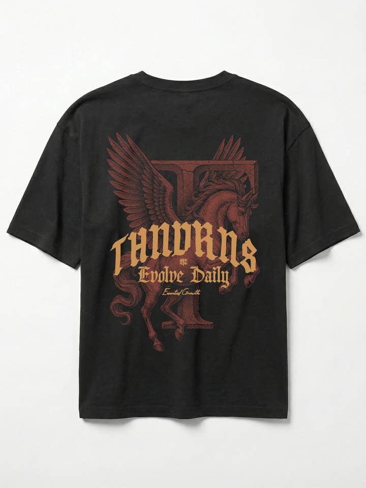 Pegasus Relaxed T-Shirt - Black for wholesale by Thundernoise