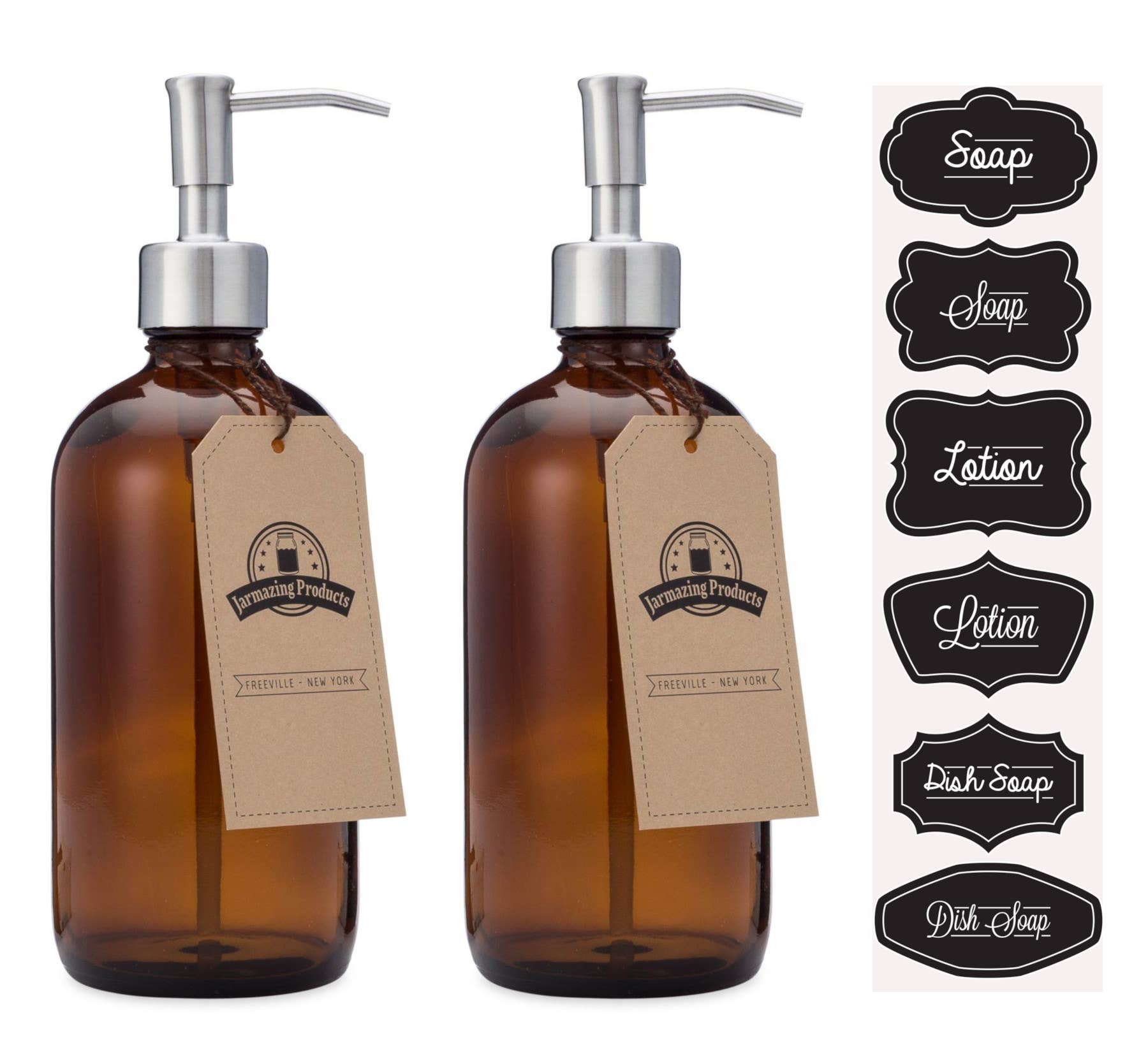 Jarmazing Products - Wholesale Soap Dispenser - Amber Glass 16oz Bottle Soap and Lotion Dispenser10
