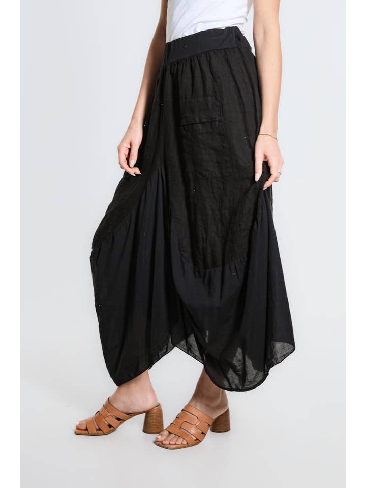 TINA Stephens Italy/Tees By Tina - Wholesale Skirt - Women's - Brenna Cotton/Linen Bunched Pocket Skirt (SL102W)6