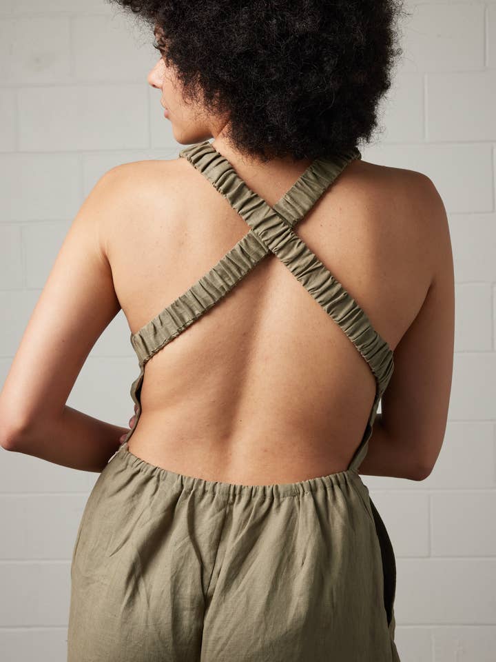 Towa - Wholesale Jumpsuit – Women's - Raglan Linen Jumpsuit | Olive3