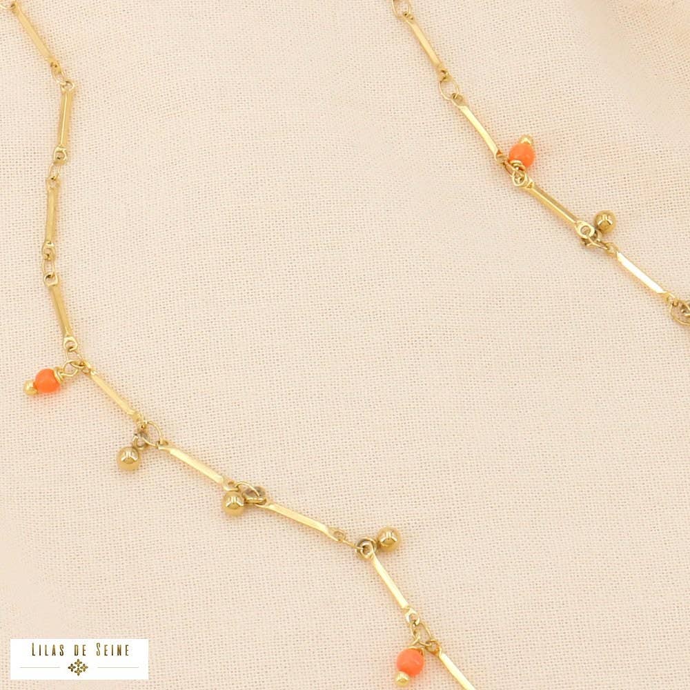 Lilas de Seine - Wholesale Pendant/Charm Necklace - Stainless steel bead charm necklace stone 01240737